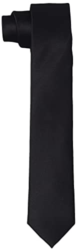 Hikaro Herren Krawatte handgefertigt im Seidenlook 6 cm schmal - Schwarz von HIKARO