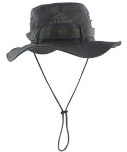 HIKEMAN Bucket Hat Fischerhut Sonnenhut - Sommerhut Sonnenschutz Gartenhut mit Kinnband,Outdoor Wanderhut Anglerhut for Damen Herren(Armee-grü,62) von HIKEMAN