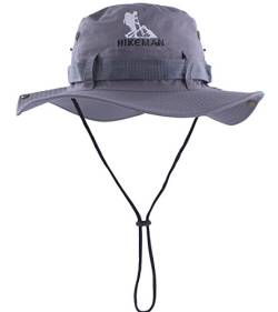 HIKEMAN Bucket Hat Fischerhut Sonnenhut - Sommerhut Sonnenschutz Gartenhut mit Kinnband,Outdoor Wanderhut Anglerhut for Damen Herren(grau,58) von HIKEMAN