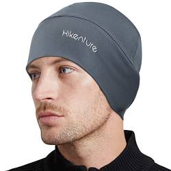 HIKENTURE Laufmütze Herren Damen, Sportmütze Fahrradmütze Atmungsaktiv, Lauf Sport Jogging Running Mütze, Fahrrad Mütze unter Helm, Unterziehmütze Helm, Unterhelmmütze, Funktionsmütze -A5-Grey von HIKENTURE