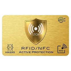 HIKERS RFID Blocker NFC Schutzkarte - Störsender - Eine Karte schützt die gesamte Geldbörse vor Datendiebstahl - Nie wieder einzelne RFID Schutzhüllen für Kreditkarten (1 Karte) von HIKERS