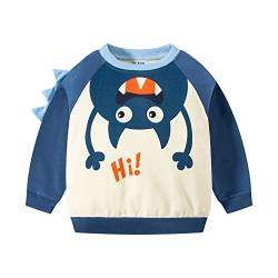 HIKIDS Jungen Sweatshirts Kinder Langarm Pullover Top Sportlich Crewneck Monster Kapuzenpullover T-Shirt Streetwear Kinderkleidung 104 von HIKIDS