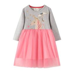 Mädchen Kleid Tutu Weihnachten Einhorn Grau Rosa Ballettkleid Kinder Festlich Kleider Tüll Elegant Geburtstag Kleid Herbst Winter Partykleid Abendkleid Freizeit Falten Kleider 4 Jahre von HIKIDS