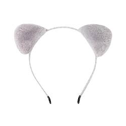 Damen Mode Stirnbänder Niedlich Plüsch Katzenohren Haarband Haarreifen Mädchen Lolita Haarschmuck für Cosplay Party (Grau) von HIMI HIMIFASHION