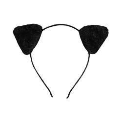 Damen Mode Stirnbänder Niedlich Plüsch Katzenohren Haarband Haarreifen Mädchen Lolita Haarschmuck für Cosplay Party (Schwarz) von HIMI HIMIFASHION