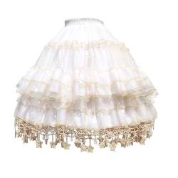 HIMI HIMIFASHION Damen Lolita Petticoats für Unterkleid, elastische Taille, Tüllrock, mehrlagig, Rüschen, Reifrock, beige, One size von HIMI HIMIFASHION