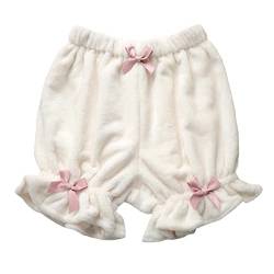 HIMI HIMIFASHION Lolita-Kürbis-Shorts, Sicherheitshose, niedliche Rüschen, Dienstmädchen, Plüsch, Bloomers, elastische Taille, lässig, Cosplay-Kostüm, rosa schleife, Einheitsgröße von HIMI HIMIFASHION