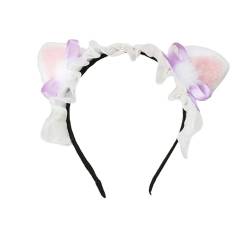 Lolita Haarbänder im japanischen Stil, niedliche Katzenohren, süße Schleife, Cosplay, Kopfbedeckung, Damen-Haarschmuck (Hellviolett) von HIMI HIMIFASHION