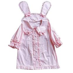 Teens Lolita Shirt Cute Bunny Ears Kurzarm Bluse Tops Japanischen Stil Süße Schleife Button Down Shirts, rose, Large von HIMI HIMIFASHION