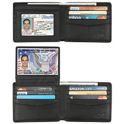 HIMI Herren Wallet -Genuine RFID Leder Blocking Bifold stilvolle geldbörse mit 2 id Fenster mittel schwarz von HIMI