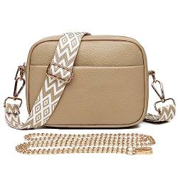 HIMS Damen Umhängetasche, Bauchtasche Damen Stylisch,Leder Crossbody Bag Damen,Handytasche zum Umhängen, Umhängetasche Damen Klein Moderne Taschen mit Breitem Schultergurt u 3 fächern von HIMS