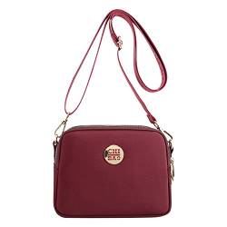 HIMS Kleine Umhängetasche für Damen, elegant, Handtasche aus Nylon, wasserdicht, tragbar, mehrere Taschen, mit Reißverschluss, bordeaux, Utility von HIMS