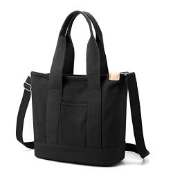 HIMS Tote Bag Umhängetasche Damen mit Reißverschluss,Große Kapazität Multipocket Schultertaschen,Damen Canvas Crossbody Bag für Tägliche Arbeit, Schulausflüge und Einkäufe von HIMS