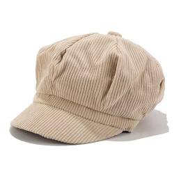 HINGTAT Frauen Beret Visor Hut Winter Mütze Cord Newsboy Cabbie Gatsby Maler Hüte Achteckige Kappe Schirmmütze Baskenmütze von HINGTAT