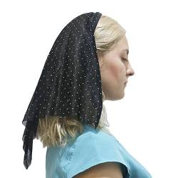 Böhmisches Schleier-Stirnband für Damen, Stretch, Turban, Tüll, Strasssteine, Stickerei, bunte Punkte, Kopfband, Kopftuch, Schal von HIOPOIUYT