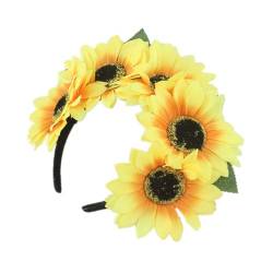 Realistisches Sonnenblumen-Stirnband für Mädchen, verstellbarer ethnischer Haarreif, Karneval, Party, Mädchen, Haarschmuck, Sonnenblumen-Stirnband für Erwachsene, Sonnenblumen-Stirnbänder für Frauen, von HIOPOIUYT