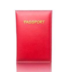 Reisepasshülle, Ausweis, Kreditkarten, Bargeld, Dokumenten-Organizer für Männer und Frauen, Unisex, Reisepasshülle, tragbar, rot von HIOPOIUYT