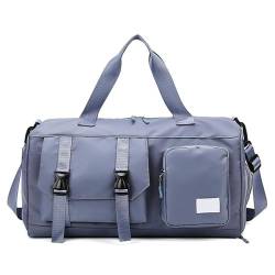 Sporttasche für Damen, mit Schuhfach, Reisetasche, Übernachtungstasche, für Schwimmen, Basketball, Blau - Misty Blue von HIOPOIUYT
