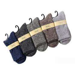 HIQIU Thermosocken herren, 5 Paar Warme Socken Dicke Wintersocken Freizeit Anti Schweiß Wollsocken Geschenke für Herren von HIQIU