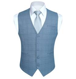 HISDERN Anzug weste für Herren Klassisch Plaid Westen Hochzeit AnzugWeste für Business von HISDERN