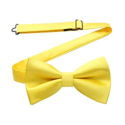 HISDERN Herren Fliegen Gelb Bereits Gebunden Verstellbar Schleife Einfarbige Fliege für Männer Hochzeit Anzug Smoking von HISDERN