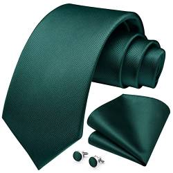 HISDERN Herren Hochzeit Grün Krawatten und Einstecktuch Solide Krawatte Manschettenknöpfe Set von HISDERN