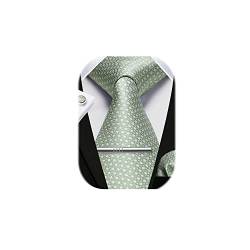 HISDERN Herren Hochzeit Mintgrüne Krawatten und Einstecktuch Krawatte Plaid Manschettenknöpfe-Krawattenklammer-Set von HISDERN