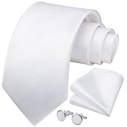 HISDERN Herren Hochzeit Splitter Krawatten und Einstecktuch Solide Krawatte Manschettenknöpfe Set von HISDERN