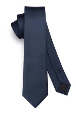 HISDERN Herren Krawatte Navy Schmale Einfarbig Seide Krawatten für Herren Klassische Formelle Elegante Schlipse Hochzeit Party Business Krawatte 6cm von HISDERN