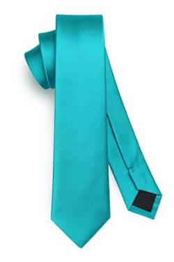HISDERN Herren Krawatte Türkis Schmale Einfarbig Seide Krawatten für Herren Klassische Formelle Elegante Schlipse Hochzeit Party Business Krawatte 6cm von HISDERN