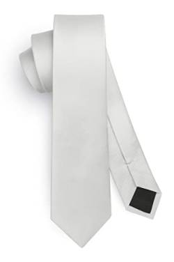 HISDERN Herren Krawatte Weiß Schmale Einfarbig Seide Krawatten für Herren Klassische Formelle Elegante Schlipse Hochzeit Party Business Krawatte 6cm von HISDERN