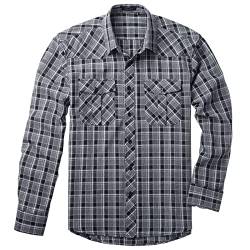 HISDERN Herren Langarm Casual Kariertes Flanellhemd Kariertes Schottenkaro Button-Down-Hemden Schwarz/Navy S von HISDERN