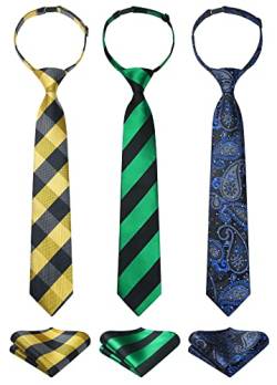 HISDERN Jungen' Pre-tied Krawatte Eltern-Kind Krawatte Krawatte fur Kinderschule Boy Einstecktuch Set von HISDERN