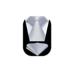 HISDERN Krawatte Grau Herren Krawatten mit Einstecktuch Hochzeit Elegant Krawatte & Taschentuch Set Business von HISDERN