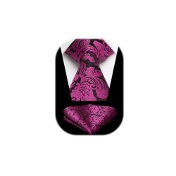 HISDERN Krawatte Rosa Herren mit Einstecktuch Hochzeit Krawatten Extra Lange Paisley Seide Krawatte und Taschentuch Set für Männer von HISDERN