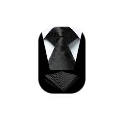 HISDERN Krawatten Für Herren Gepunktete Klassische Taschentuch Formelle Elegant Krawatte & Einstecktuch Set Für Hochzeit Party Business (Schwarz 3) von HISDERN