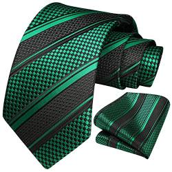 HISDERN Krawatten für Herren Formelle Krawatte Business Hochzeitsfeier Krawatten Sets Schwarz/Grün von HISDERN