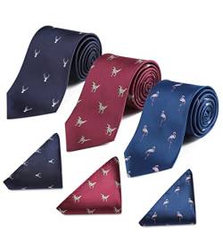 HISDERN Los 3 Stck Herren Krawatte Tupfen-Karo Streifen Solid Color Hochzeitsfest-Taschentuch Krawatte und Einstecktuch - Mehrere Sets (T3G-04) von HISDERN
