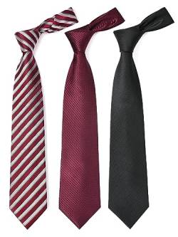 HISDERN Lot 3 PCS Klassische elegante Herren Seidenkrawatte Set Krawatte & Einstecktuch - Mehrere Set für Vatertag Geschenk von HISDERN