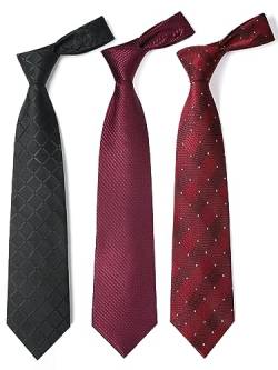 HISDERN Lot 3 PCS Klassische elegante Herren Seidenkrawatte Set Krawatte & Einstecktuch - Mehrere Set für Vatertag Geschenk von HISDERN