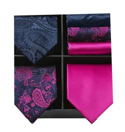 HISDERN Lot 3 PCS Klassische elegante Herren Seidenkrawatte Set Krawatte & Einstecktuch - Mehrere Set für Vatertag Geschenk von HISDERN