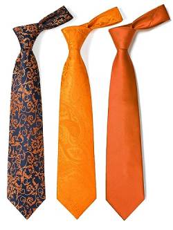 HISDERN Set mit 3-teiliger Krawatte und Einstecktuch, klassisches Seidenkrawatten-Set für Herren von HISDERN