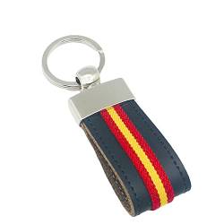 HISPANIA COLORS SINCE MMXI SPAIN Schlüsselanhänger aus Leder mit Flagge von Spanien, Geschenk aus Spanien (Marineblau), marineblau, M von HISPANIA COLORS SINCE MMXI SPAIN