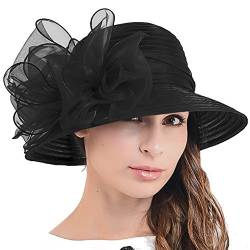 HISSHE Ascot Derby Kirche Glocke Hüte Bowknot Kleid Hochzeit Party Sonnenhüte S051 (Schwarz) von HISSHE