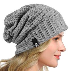 HISSHE Frauen Slouch Beanie Strickmützen Baskenmütze Skullcap Lange Baggy Winter Sommer Hüte B08w (Solide Blass) von HISSHE