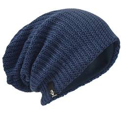 Herren Übergröße Beanie Slouch Schädel Kappe Stricken Winter Strickmütze B08 (019-Marine) von HISSHE