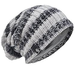 Herren Übergröße Beanie Slouch Schädel Kappe Stricken Winter Strickmütze B08 (103-Blass) von HISSHE