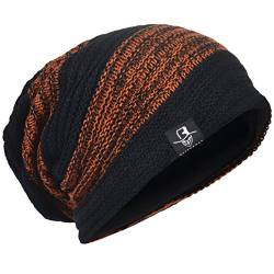 Herren Übergröße Beanie Slouch Schädel Kappe Stricken Winter Strickmütze B08 (306-Rost) von HISSHE