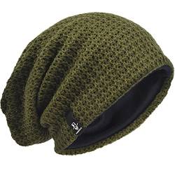 Herren Übergröße Beanie Slouch Schädel Kappe Stricken Winter Strickmütze B08 (Grün) von HISSHE