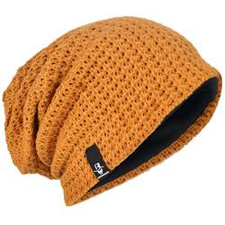 Herren bergröße Beanie Slouch Schädel Kappe Stricken Winter Strickmütze B08 (Ingwer), Ginger, L von HISSHE